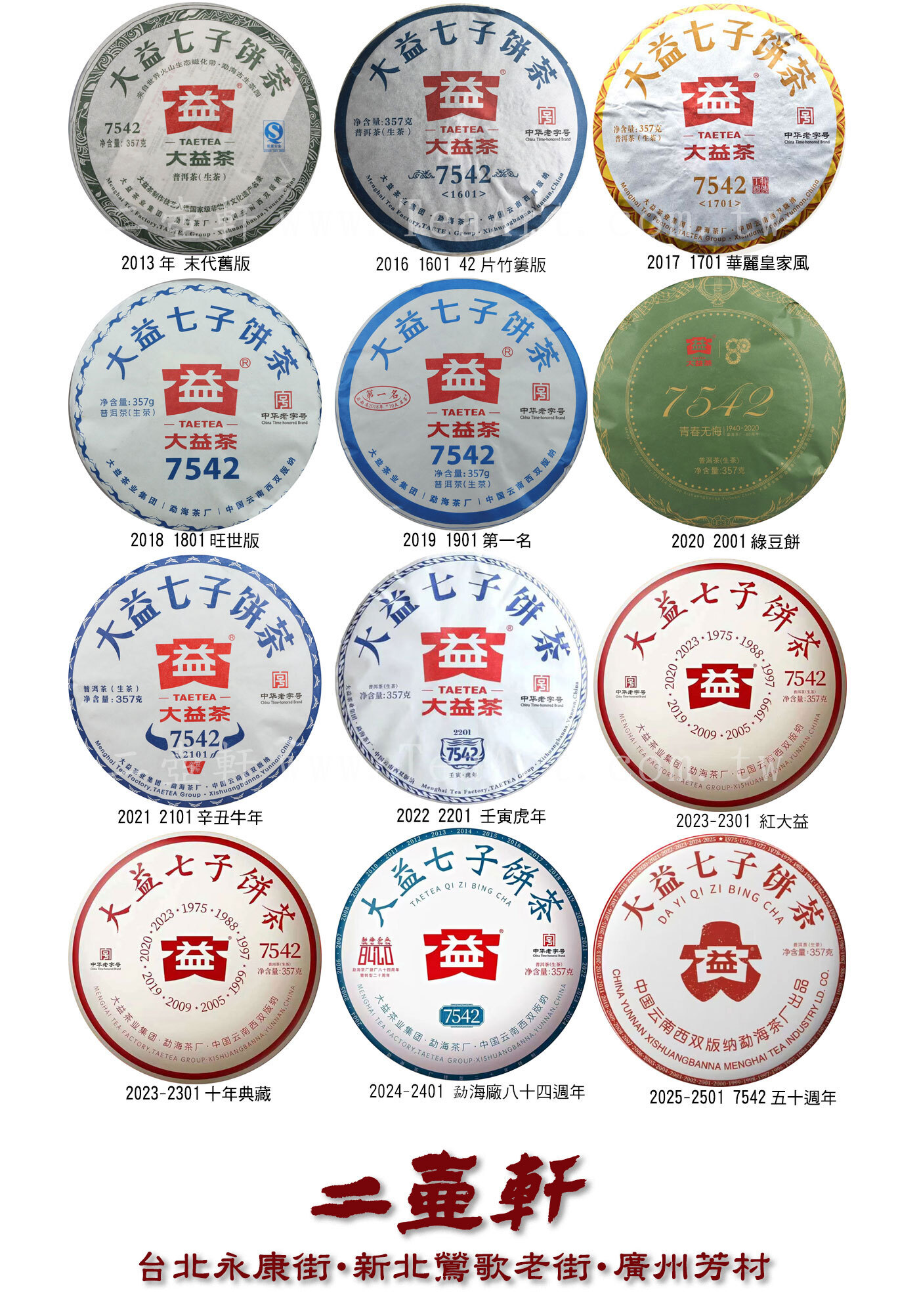 7542自1975年至今普洱茶生茶標竿，王者地位、傳世歷史、款款經典、代代相傳。