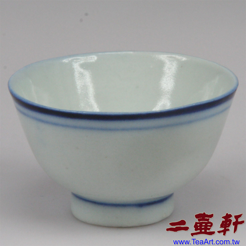 清末民國初年青花藍圈杯，藍線茶杯