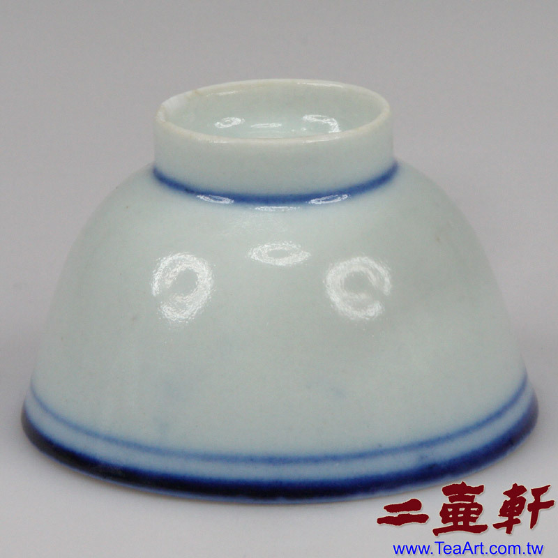 清末民國初年青花藍圈杯，藍線茶杯