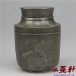 松枝不老日本昭和時期錫茶葉罐,錫茶倉,老錫茶葉罐,底款:林x琴製