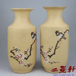內紫緞泥花瓶,,中國宜興一廠紫砂花瓶花器